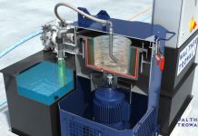 What to do with the process water from mass finishing applications? Korbzentrifuge